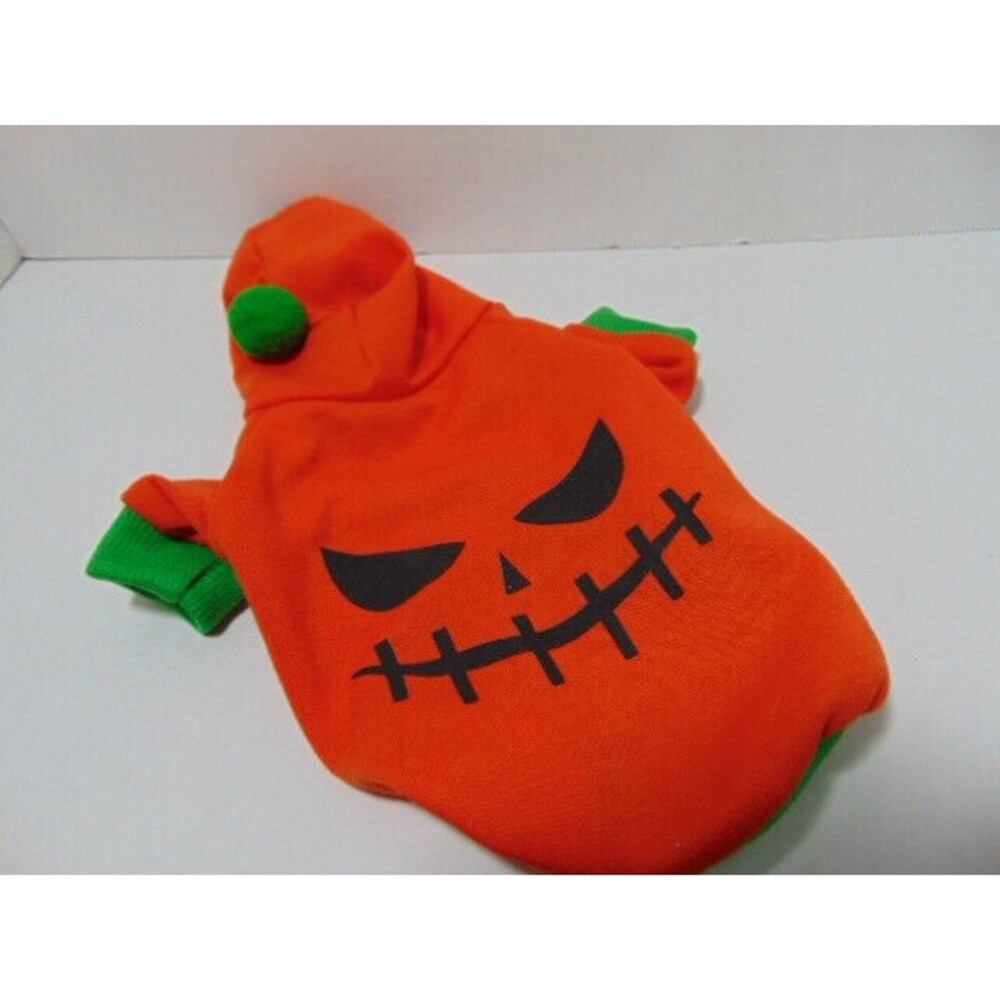 XS Dog or Cat Pumpkin Hooded Costume Shirt Orange/Green XS Halloween Costume